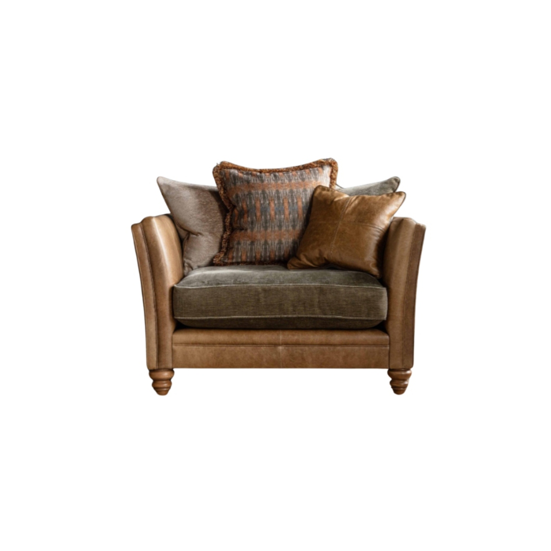 A&J Lomund Cushion Back Leather & Fabric Snuggler image 0